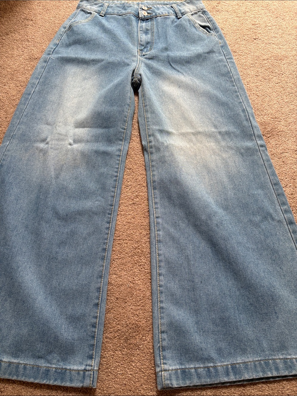 High-Rise Wide Leg Light Wash Denim Jeans